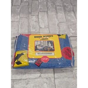 Vtg Cannon Construction Trucks Road Works Rod Pocket Draperies Tie Backs 84x63